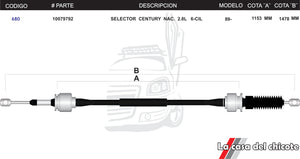 Chicote Selector de Velocidades Century Nacional 2.8L 6cil. Modelo.89-