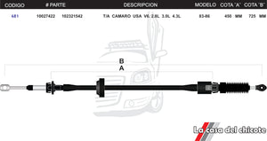 Chicote Selector de Velocidades T/A Camaro V6 USA Modelo.83-86