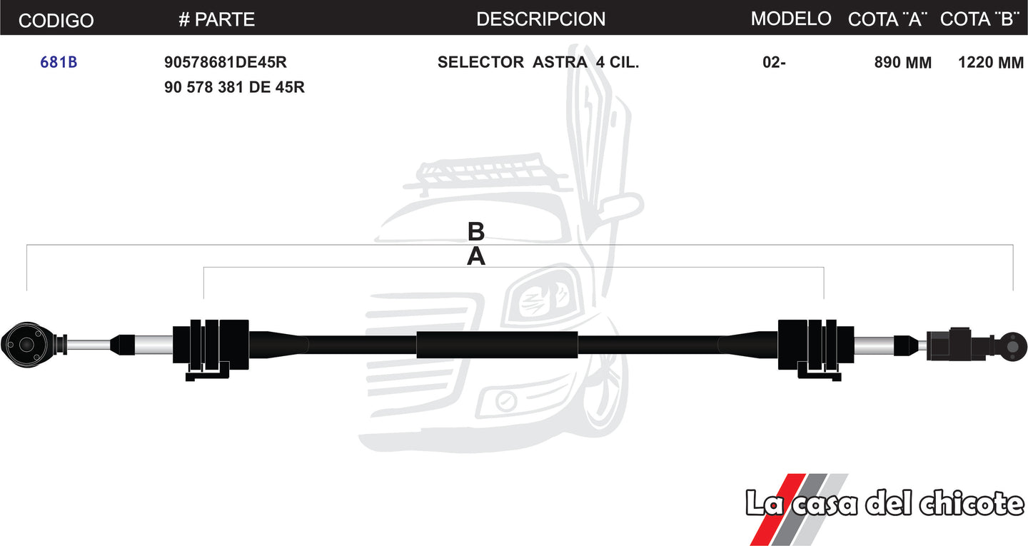 Chicote Selector de Velocidades Astra 4cil. Modelo.2002-