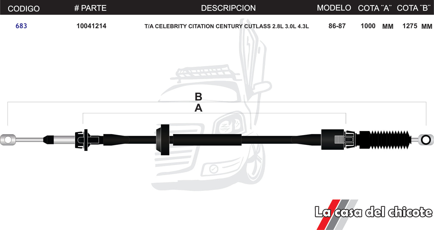 Chicote Selector de Velocidades T/A Celebrity Citation Century Cutlass Modelo.86-87