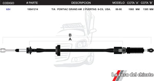 Chicote Selector de Velocidades T/A Pontiac Grand Am 2 Puertas 6cil. USA Modelo.86-90