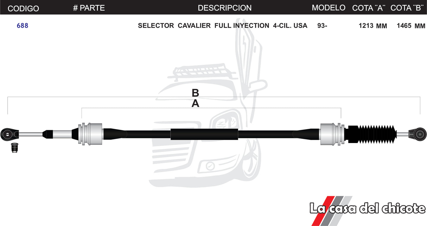 Chicote Selector de Velocidades Cavalier Fuel Inyection 4cil. USA Modelo.93-