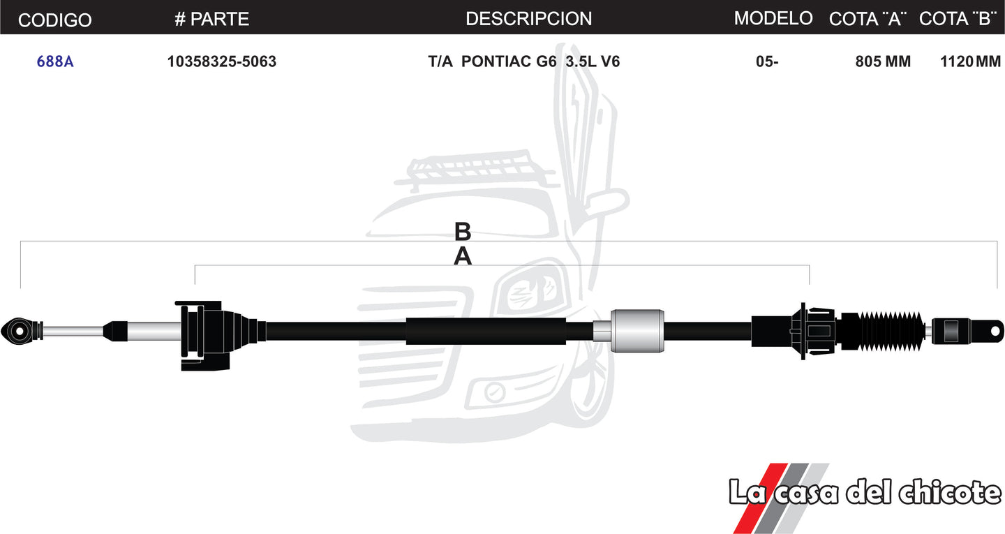 Chicote Selector de Velocidades T/A Pontiac G6 Modelo.2005-