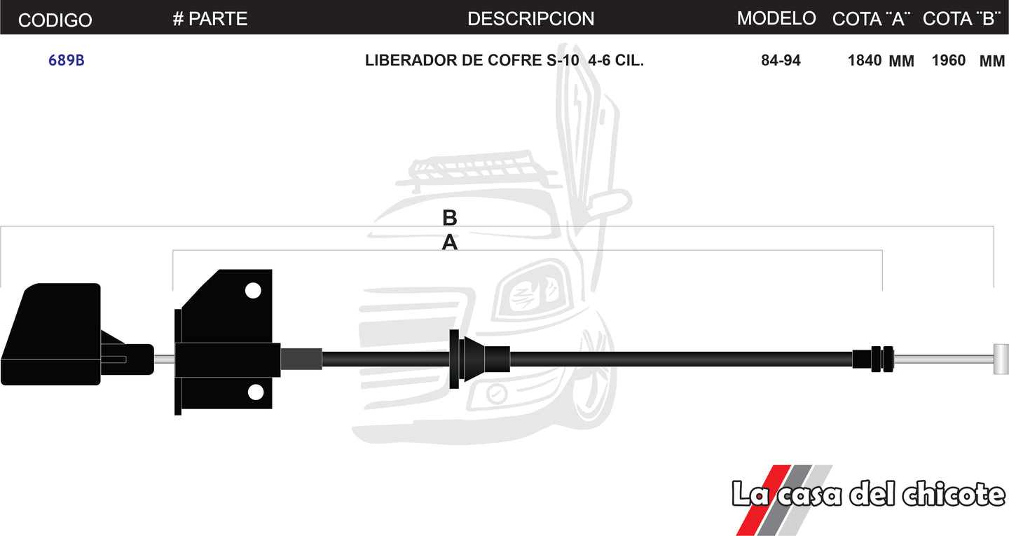 Chicote Liberador de Cofre S-10 4-6cil. Modelo.96-