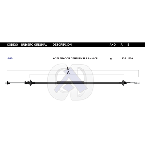 Chicote de Acelerador Century USA 4-6cil. Modelo.86-