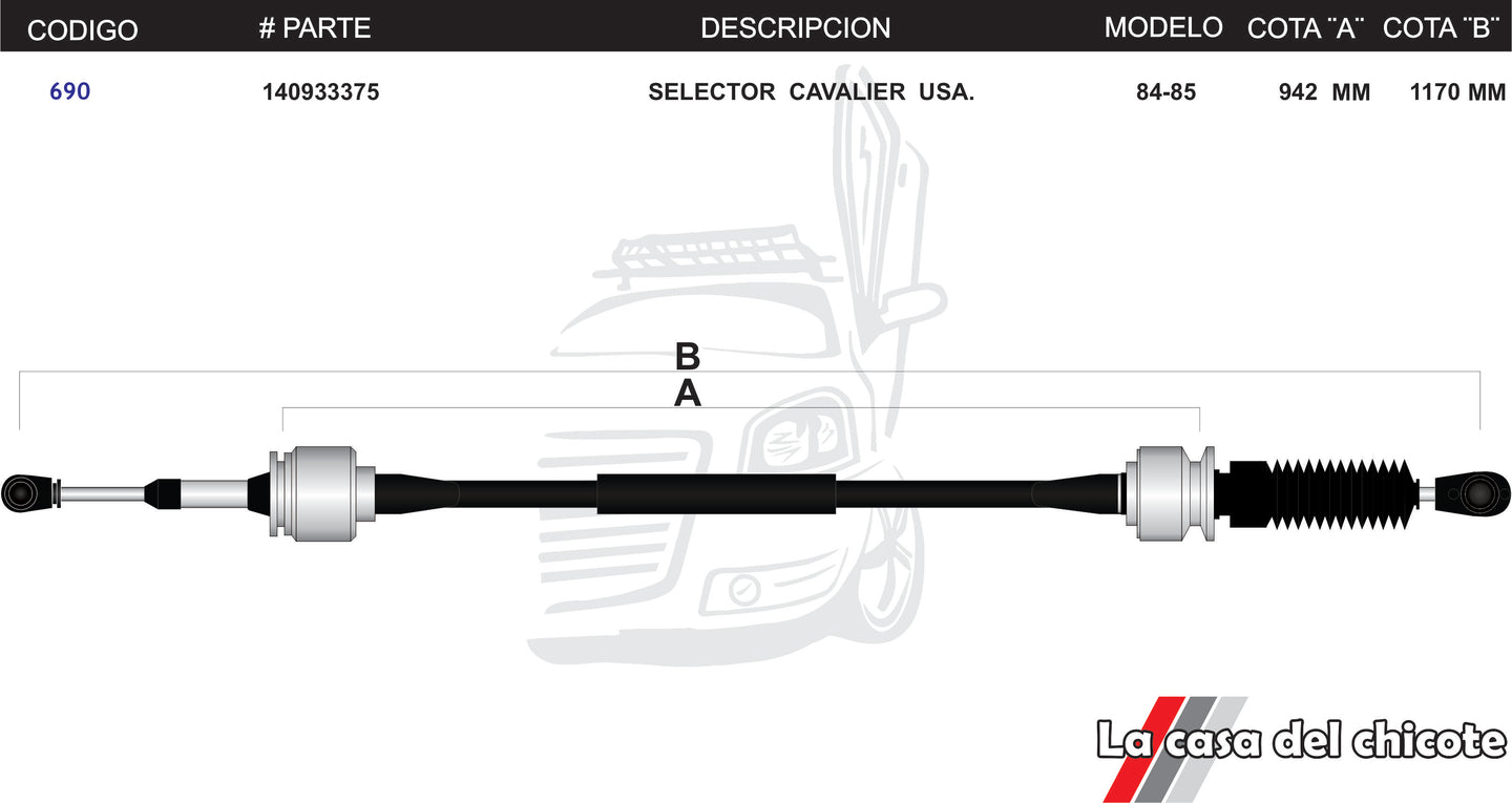 Chicote Selector de Velocidades Cavalier USA Modelo.84-85