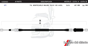 Chicote Selector de Velocidades T/A Montecarlo Malibu 4-6cil. Modelo.78-79