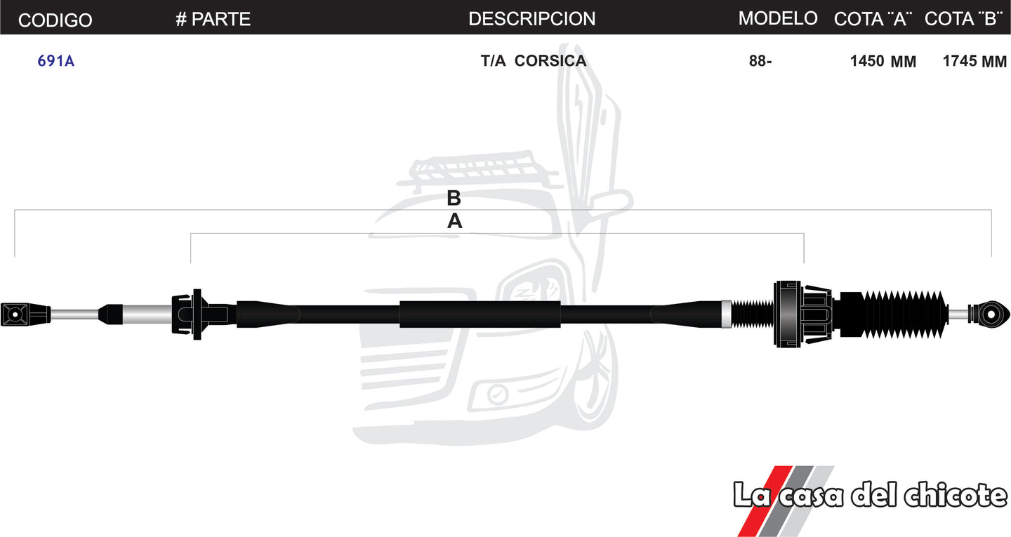 Chicote Selector de Velocidades T/A Corsica Modelo.88-