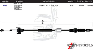 Chicote Selector de Velocidades T/A Malibu 3.5L V6 Modelo.00-07