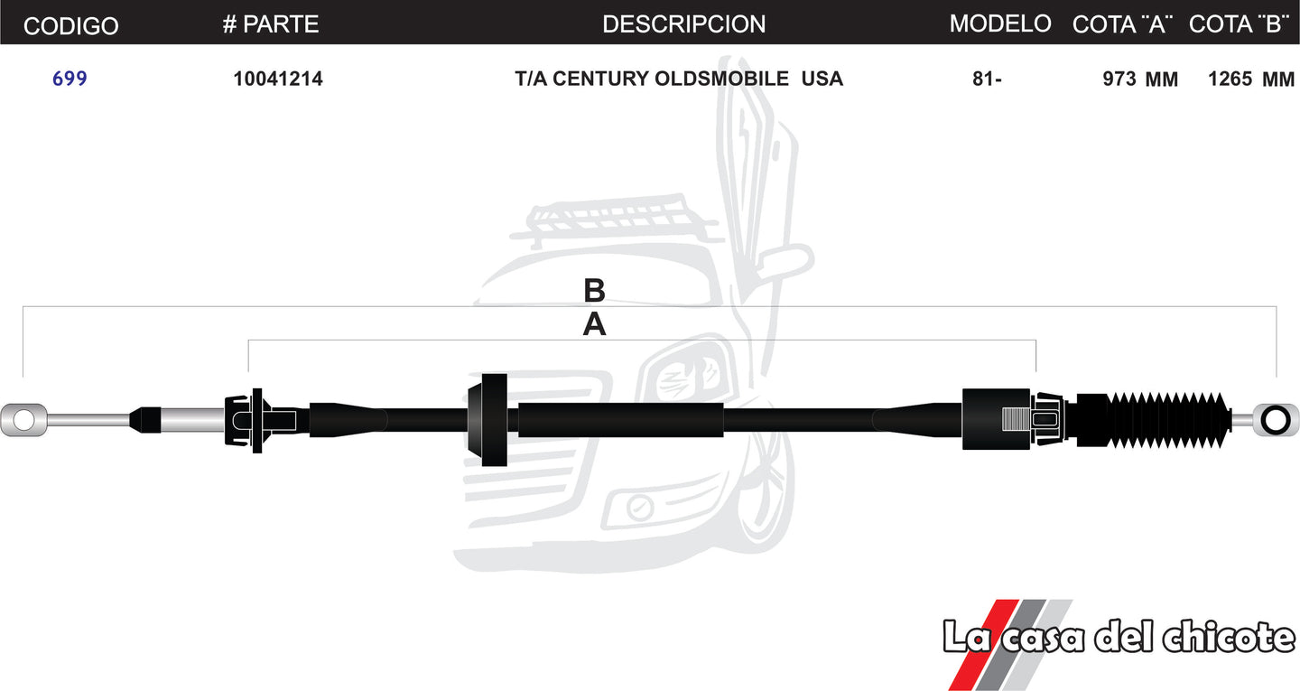 Chicote Selector de Velocidades T/A Century Oldsmobile USA Modelo.81-