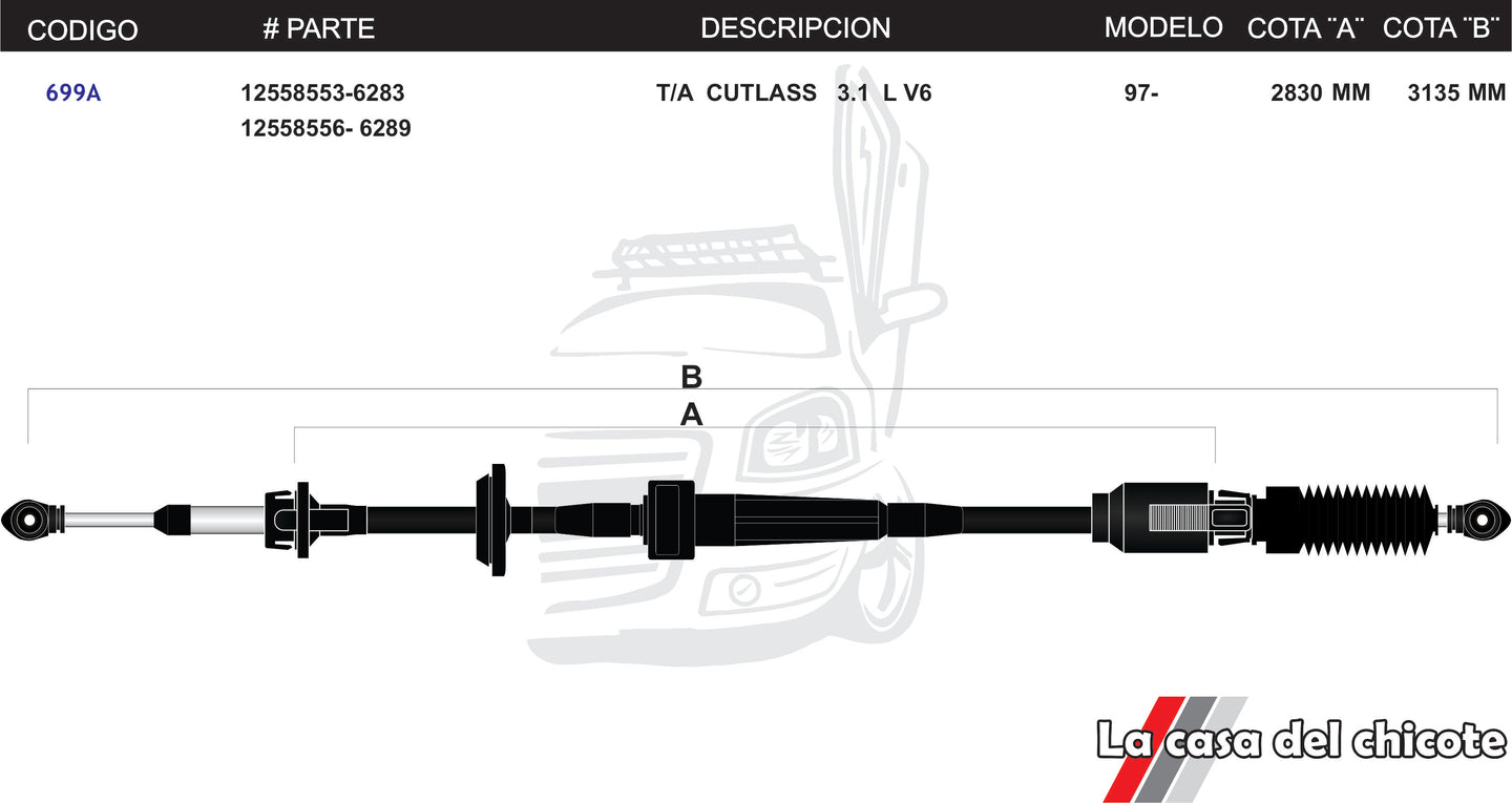 Chicote Selector de Velocidades T/A Cutlass 3.1L Modelo.97-