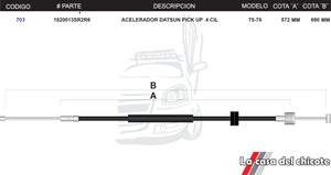 Chicote de Acelerador Datsun Pick Up 4cil. Modelo.75-78