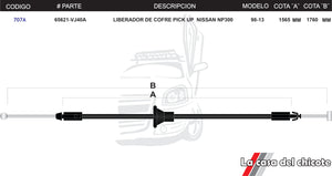 Chicote Liberador de Cofre Pick Up Nissan NP300 Modelo.98-13