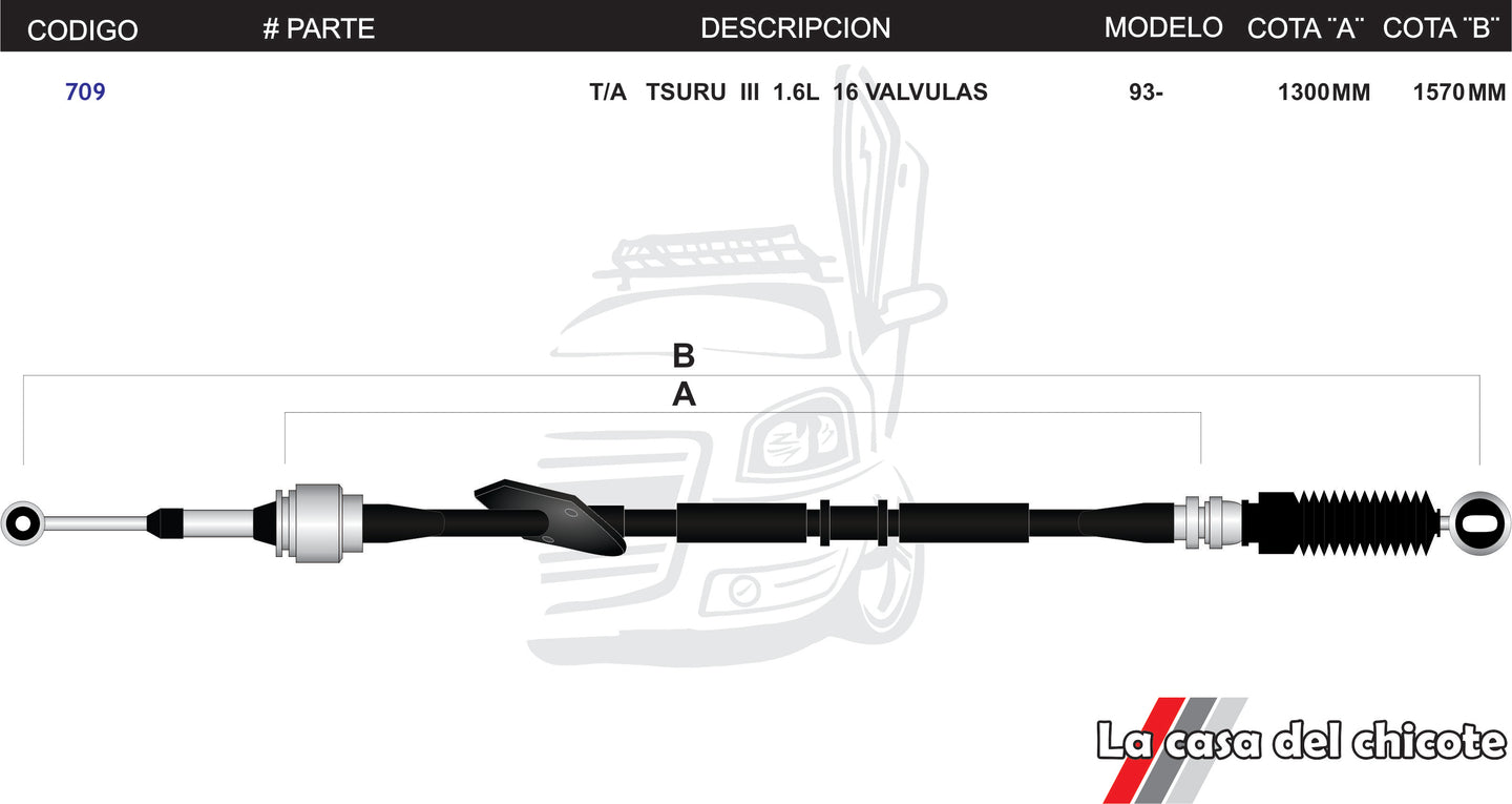 Chicote Selector De Velocidades T/A Tsuru Iii Modelo.93-