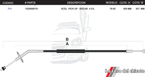 Chicote de Acelerador Pick Up Bocar 4cil. Modelo.79-85