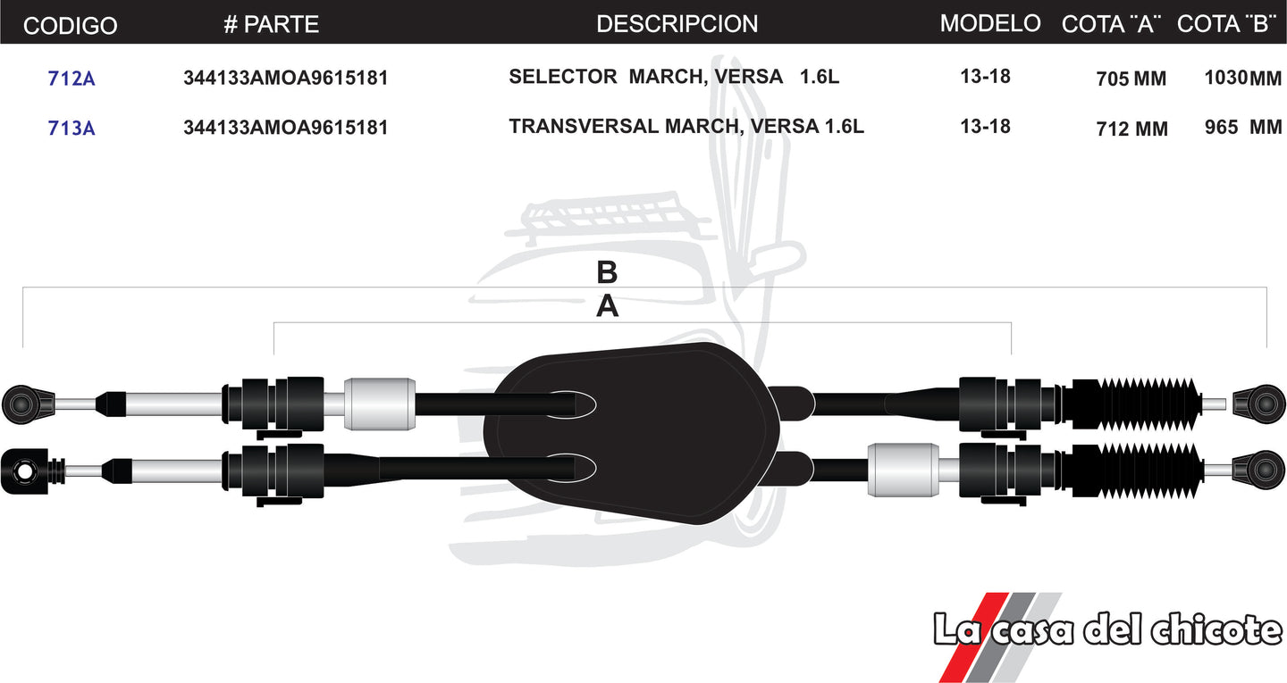 Juego Chicotes Selector de Velocidades March Mod.2013-2019