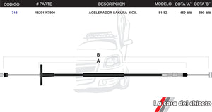 Chicote Acelerador Sakura 4cil. Modelo.81-82