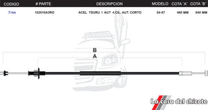 Chicote De Acelerador Tsuru I Automatico 4cil. Corto Modelo.84-87