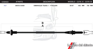 Cable de Clutch (Embrague) Tsuru I Y Pulsar Modelo.84-87