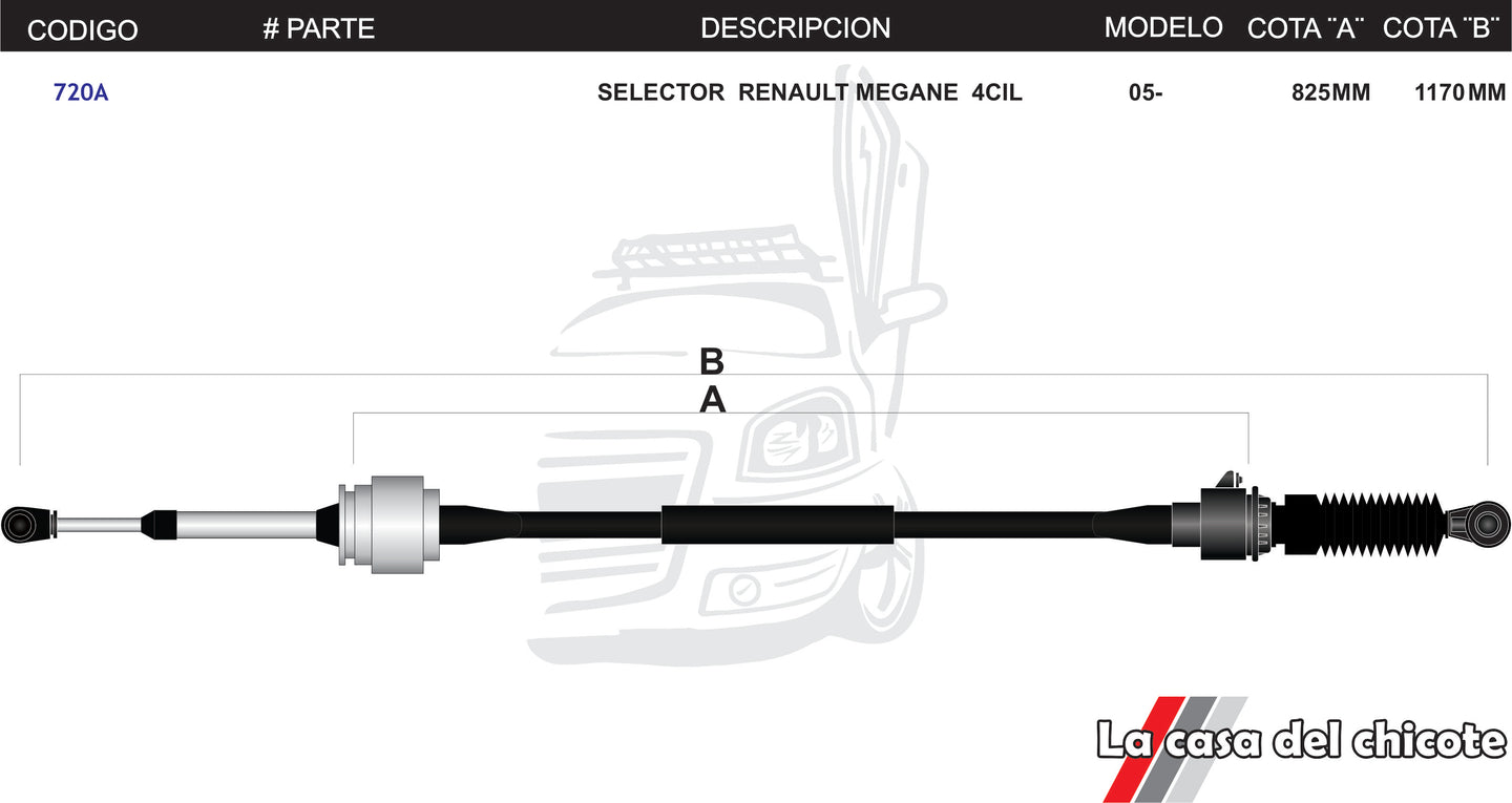 Chicote Selector de Velocidades Renault Megane 4cil. Modelo.2005-