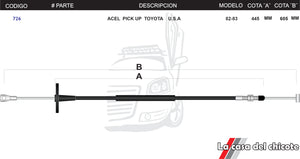 Chicote de Acelerador Pick Up Toyota USA Modelo.82-83