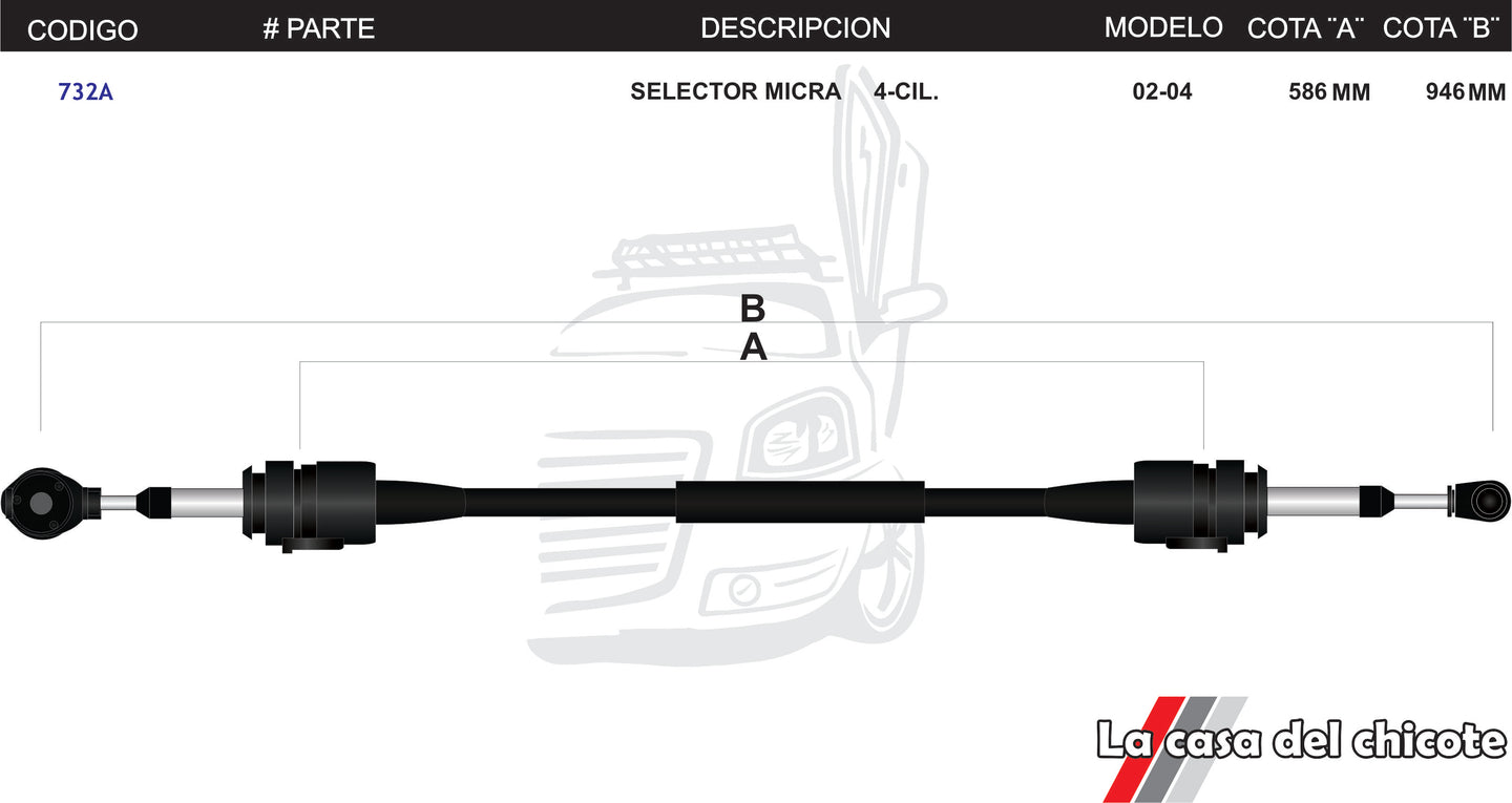 Chicote Selector de Velocidades Micra 4cil. Modelo.02-04