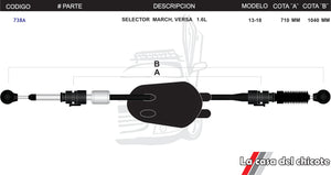 Chicote Selector de Velocidades March,Versa 1.6L Modelo.13-18