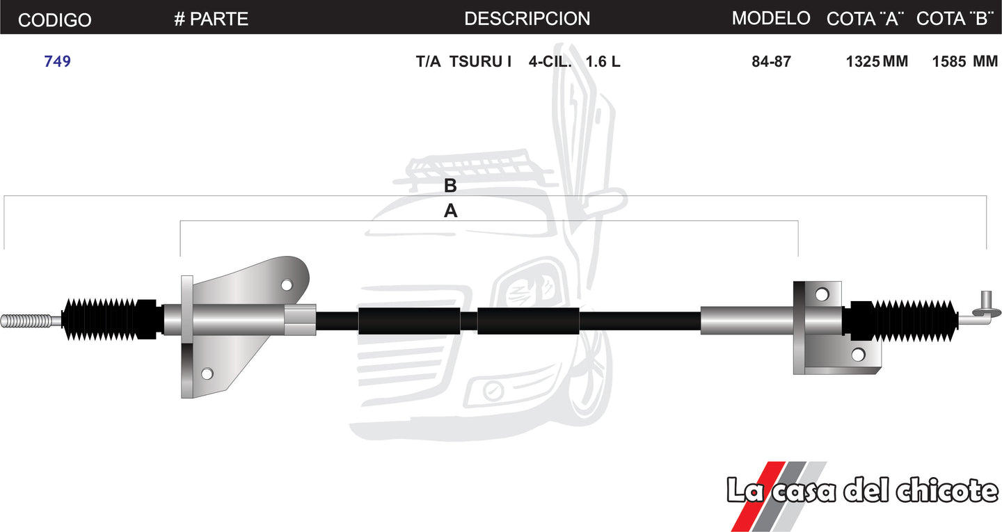 Chicote Selector De Velocidades Tsuru I  4cil. Modelo.84-87