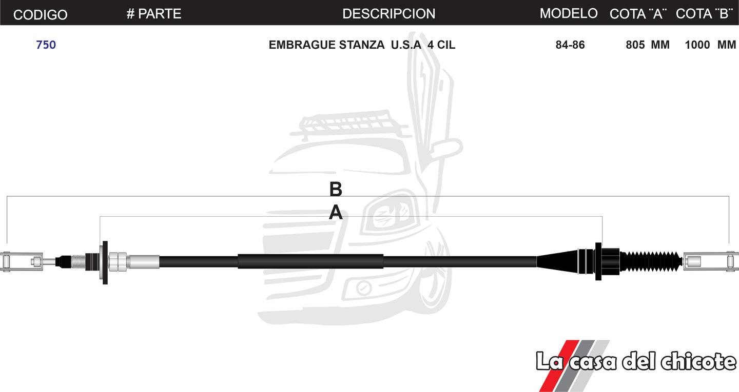 Chicote de Clutch (Embrague) Stanza U.S.A 4cil. Modelo.84-86