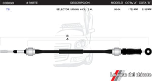 Chicote Selector de Velocidades Urvan 4cil. 2.4L Modelo.00-04