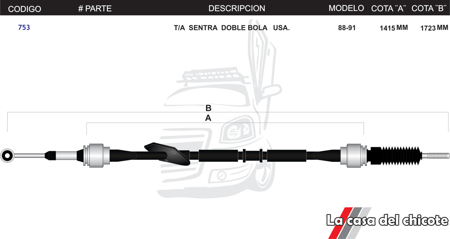 Chicote Selector De Velocidades T/A Sedan Doble Bola U.S.A Modelo.88-91