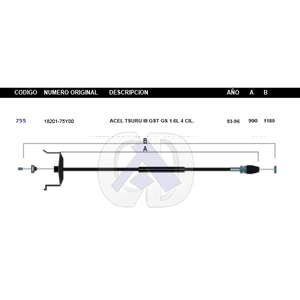 Chicote de Acelerador Tsuru Iii Gst 1.6L 4cil. Modelo.93-96