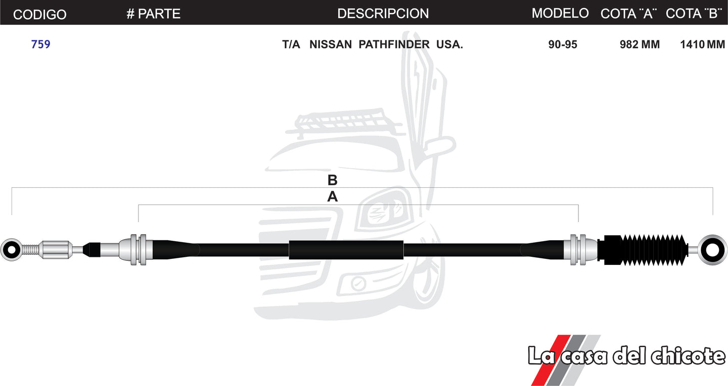 Chicote Selector De Velocidades T/A Nissan Pathfinder USA Modelo.90-95