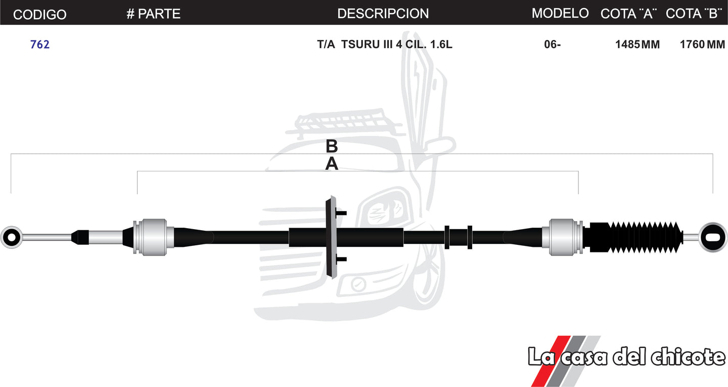 Chicote Selector de Velocidades T/A Tsuru III Modelo.2006-