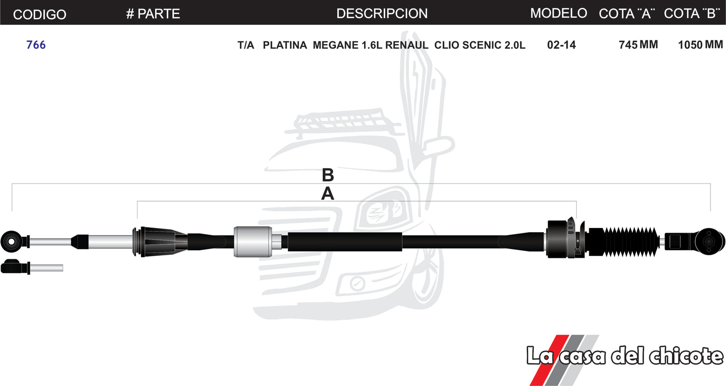 Chicote Selector de Velocidades T/A Platina Megane Scenic Modelo.04-14