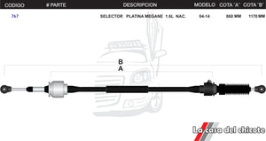 Chicote Selector De Velocidades Platina Megane 1.6L Nacional Modelo.Todos