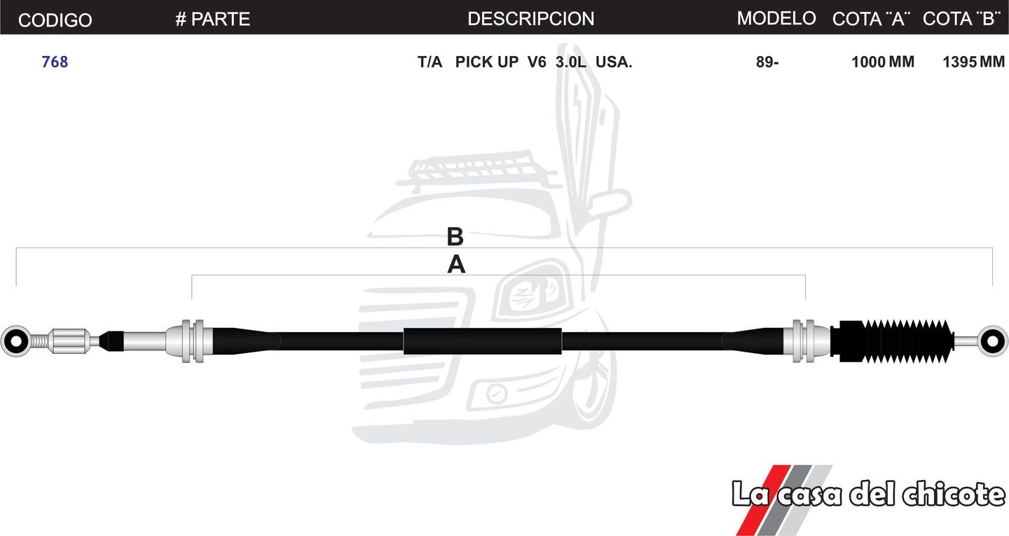 Chicote Selector De Velocidades T/A Pick Up V6 3.0L USA Modelo.89-