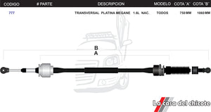 Chicote Transversal Platina Megane 1.6L Nacional Modelo.Todos