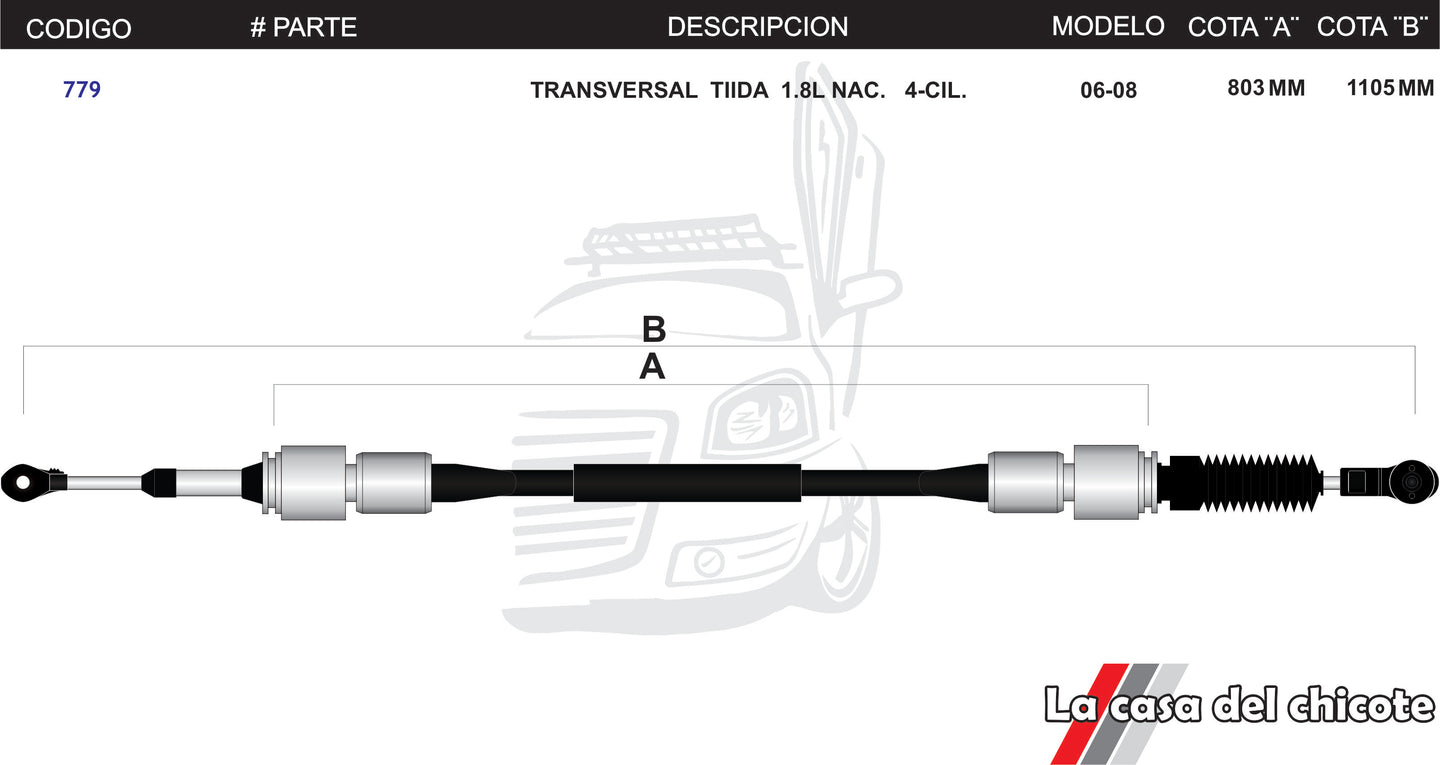 Chicote Transversal Tiida 1.8L 4cil. Nacional Modelo.06-08