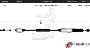 Chicote Selector de Velocidades Tiida 1.8L 4cil. Modelo.06-08