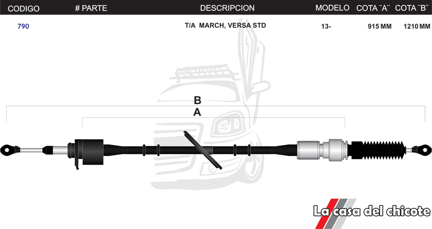 Chicote Selectorde Velocidades T/A March,Versa 1.6L Modelo.13-19