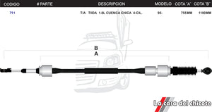 Chicote Selector de Velocidades T/A Tiida 1.8L Cuenca Chica Modelo.95-