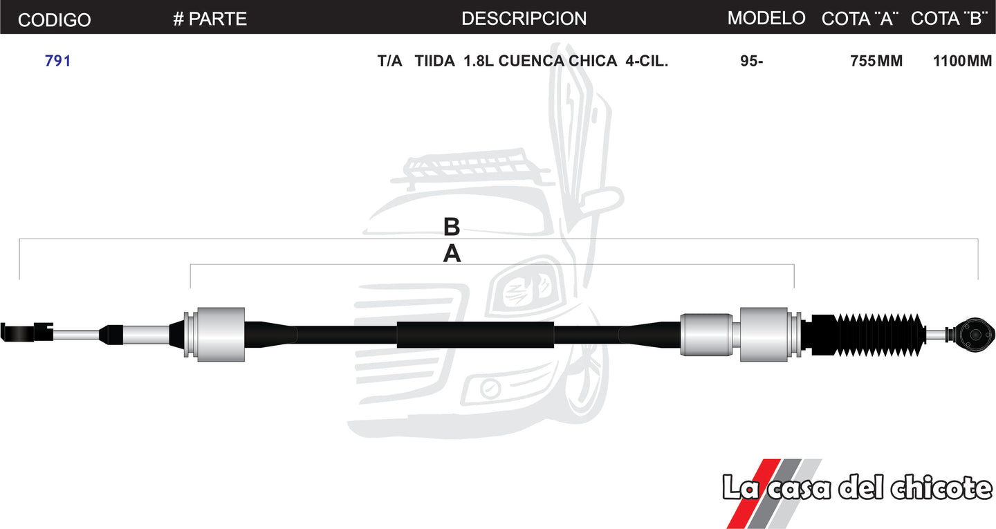 Chicote Selector de Velocidades T/A Tiida 1.8L Cuenca Chica Modelo.95-