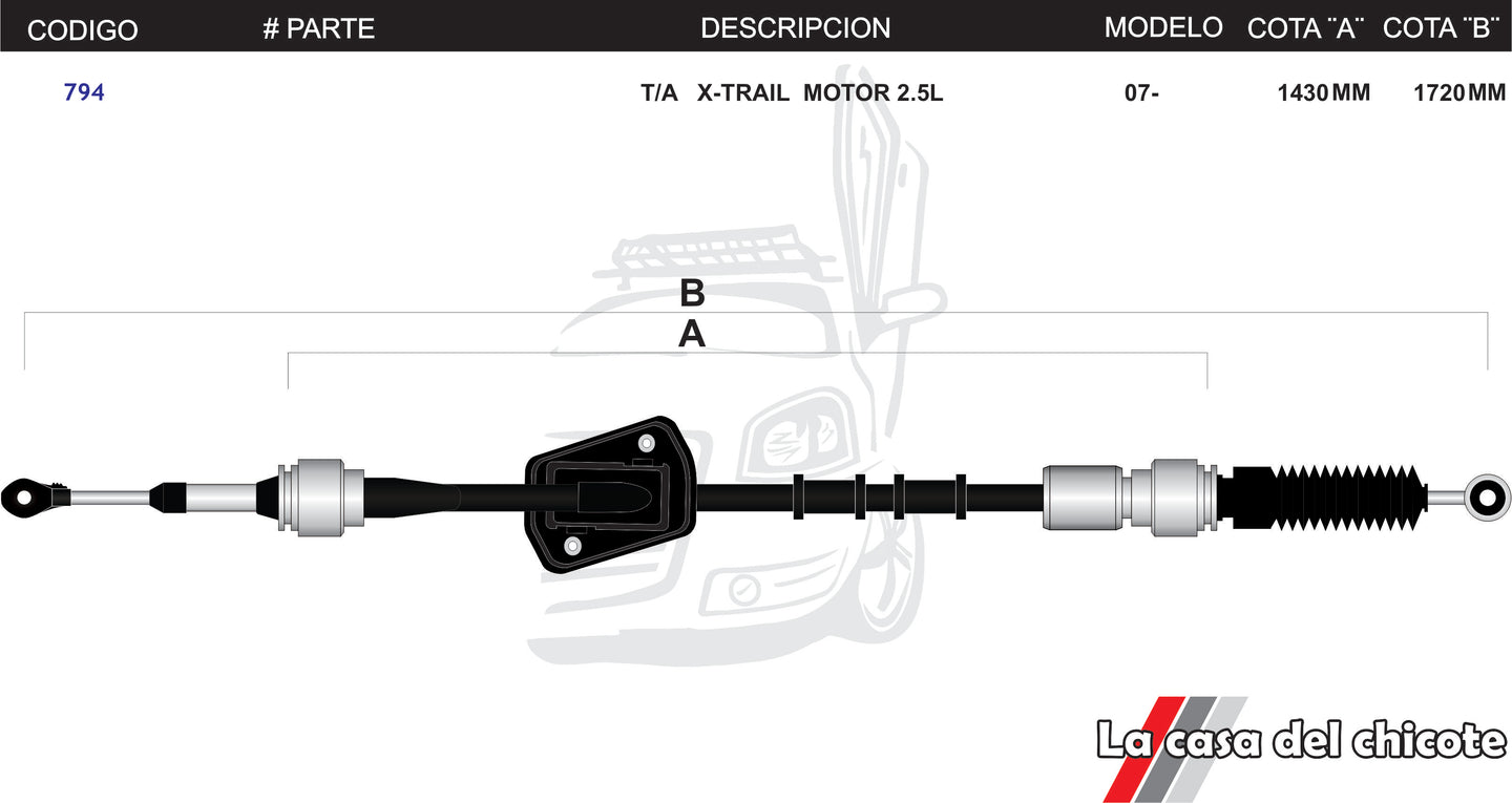 Chicote Selector de Velocidades T/A X-Trail Modelo.2007-