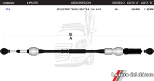 Chicote Selector de Velocidades Tsuru Sentra 2.0L 4cil. Modelo.08-