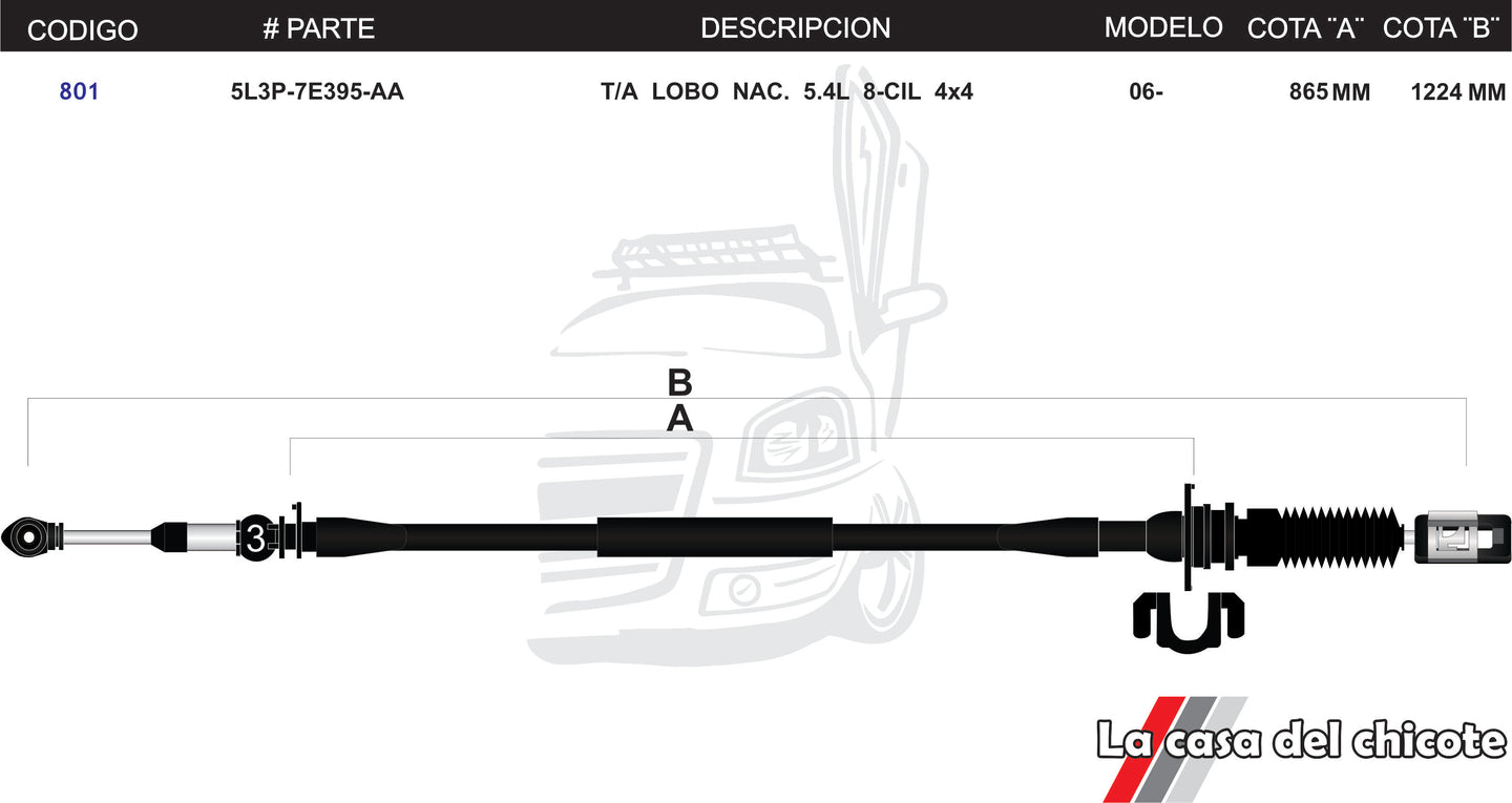 Chicote Selector de Velocidades T/A Lobo Nac. 5.4L 8cil Modelo.2006-