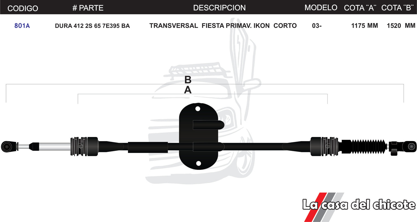 Chicote Transversal Fiesta Primavera Ikon Corto Modelo.2003-