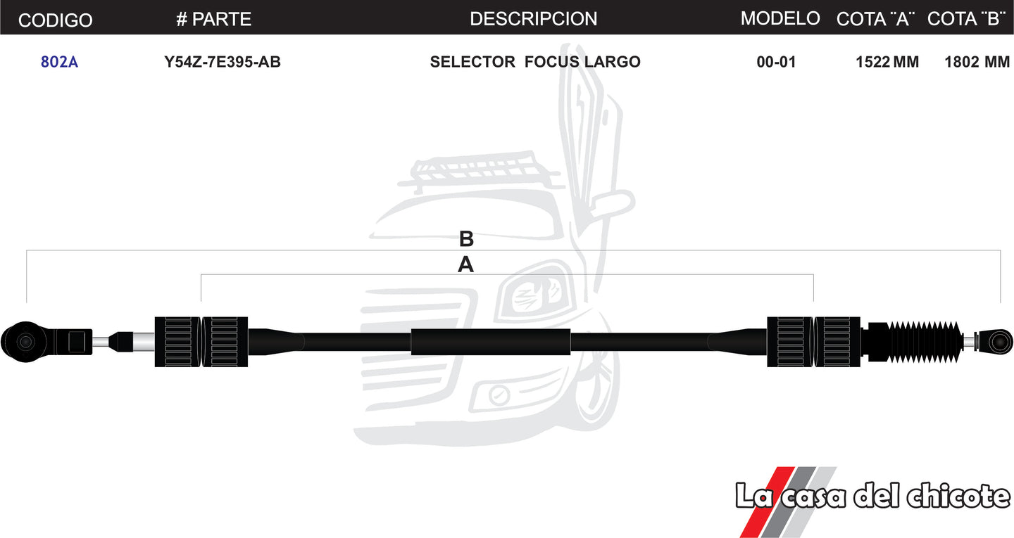 Chicote Selector de Velocidades Focus Largo Modelo.00-01