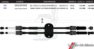 Juego Chicotes Selector de Velocidades Focus Ecosport Mod.00-06