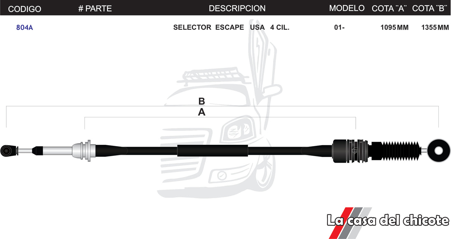 Chicote Selector de Velocidades Escape USA 4cil. Modelo.2001-